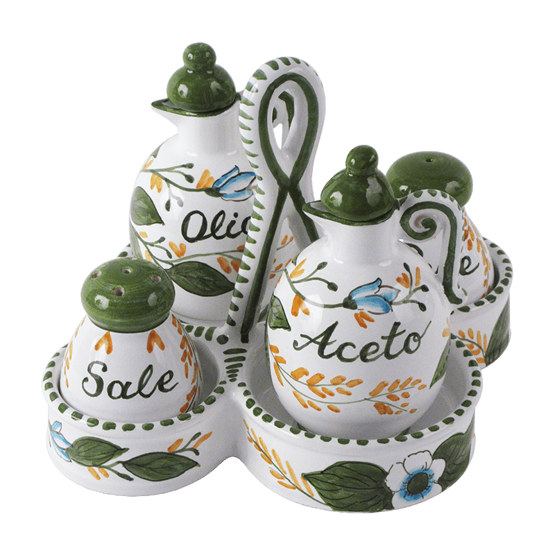 OIL-VINEGAR-SALT-PEPPER W/CANIST 5PCS - Ceramiche Sambuco Mario